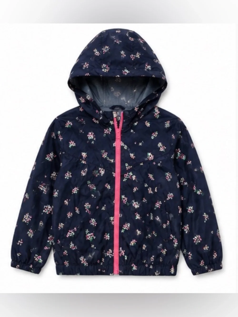 GAP Kids Floral Water Resistant Hooded Rain Jacket Girls Medium (8)